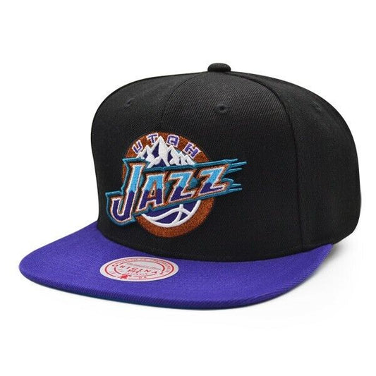 Men's Mitchell & Ness Utah Jazz NBA Core Basic 2 Tone Black/Purple Hardwood Classics Snapback Hat