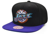 Men's Mitchell & Ness Utah Jazz NBA Core Basic 2 Tone Black/Purple Hardwood Classics Snapback Hat - Pro Jersey Sports