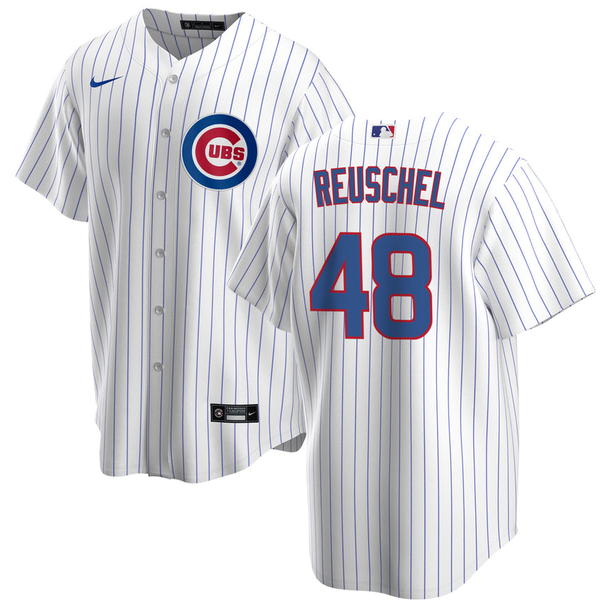 NIKE Men's Rick Reushel Chicago Cubs White Home Premium Stitch Replica Jersey - Pro Jersey Sports