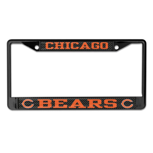 Chicago Bears Black Carbon Fiber Wincraft Chrome License Plate Frame