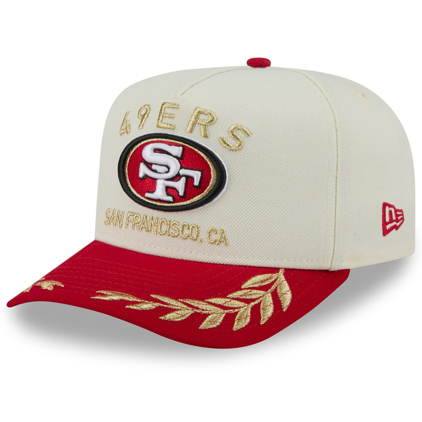 Men's San Francisco 49ers New Era 2025 NFL Draft Cream/Scarlet A-Frame 9FIFTY Snapback Adjustable Hat - Pro Jersey Sports