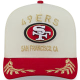 Men's San Francisco 49ers New Era 2025 NFL Draft Cream/Scarlet A-Frame 9FIFTY Snapback Adjustable Hat - Pro Jersey Sports
