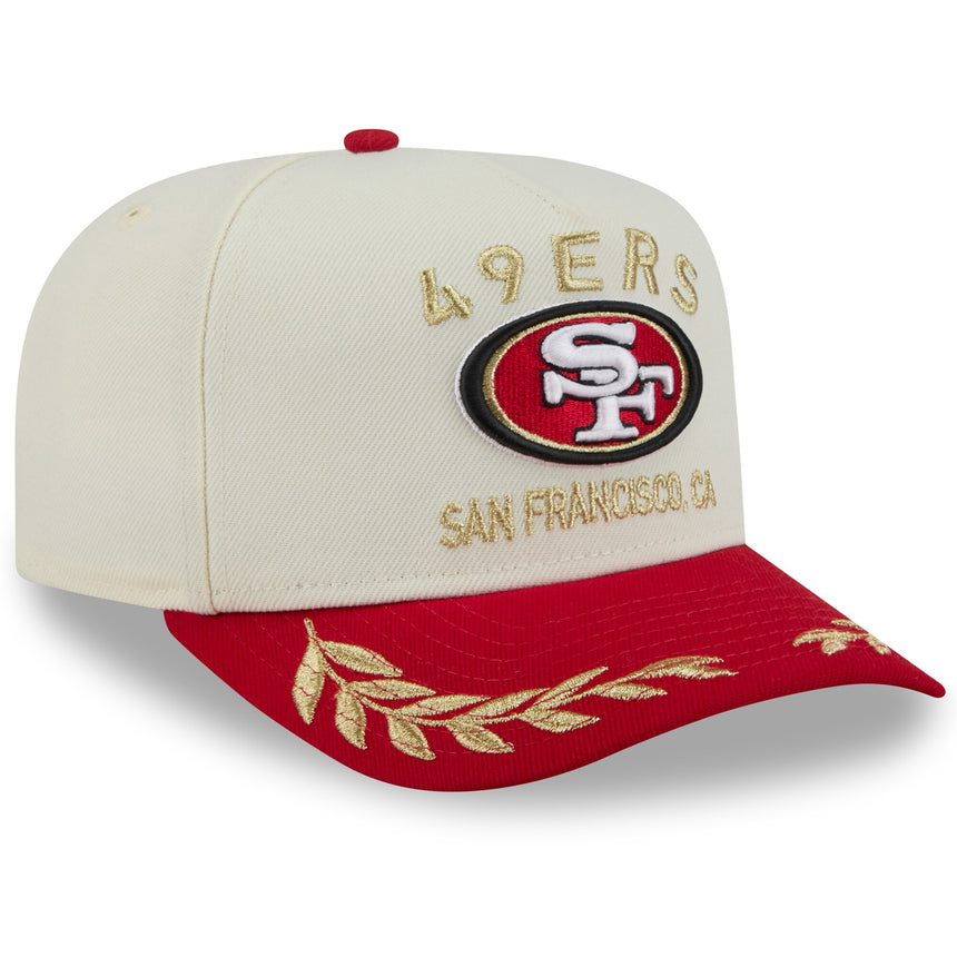 Men's San Francisco 49ers New Era 2025 NFL Draft Cream/Scarlet A-Frame 9FIFTY Snapback Adjustable Hat - Pro Jersey Sports