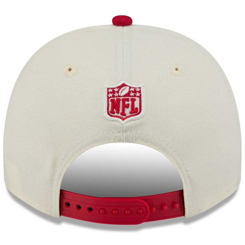 Men's San Francisco 49ers New Era 2025 NFL Draft Cream/Scarlet A-Frame 9FIFTY Snapback Adjustable Hat - Pro Jersey Sports