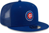 Chicago Cubs Bullseye Logo New Era Blue 9FIFTY Mesh Trucker Snapback Hat - Pro Jersey Sports