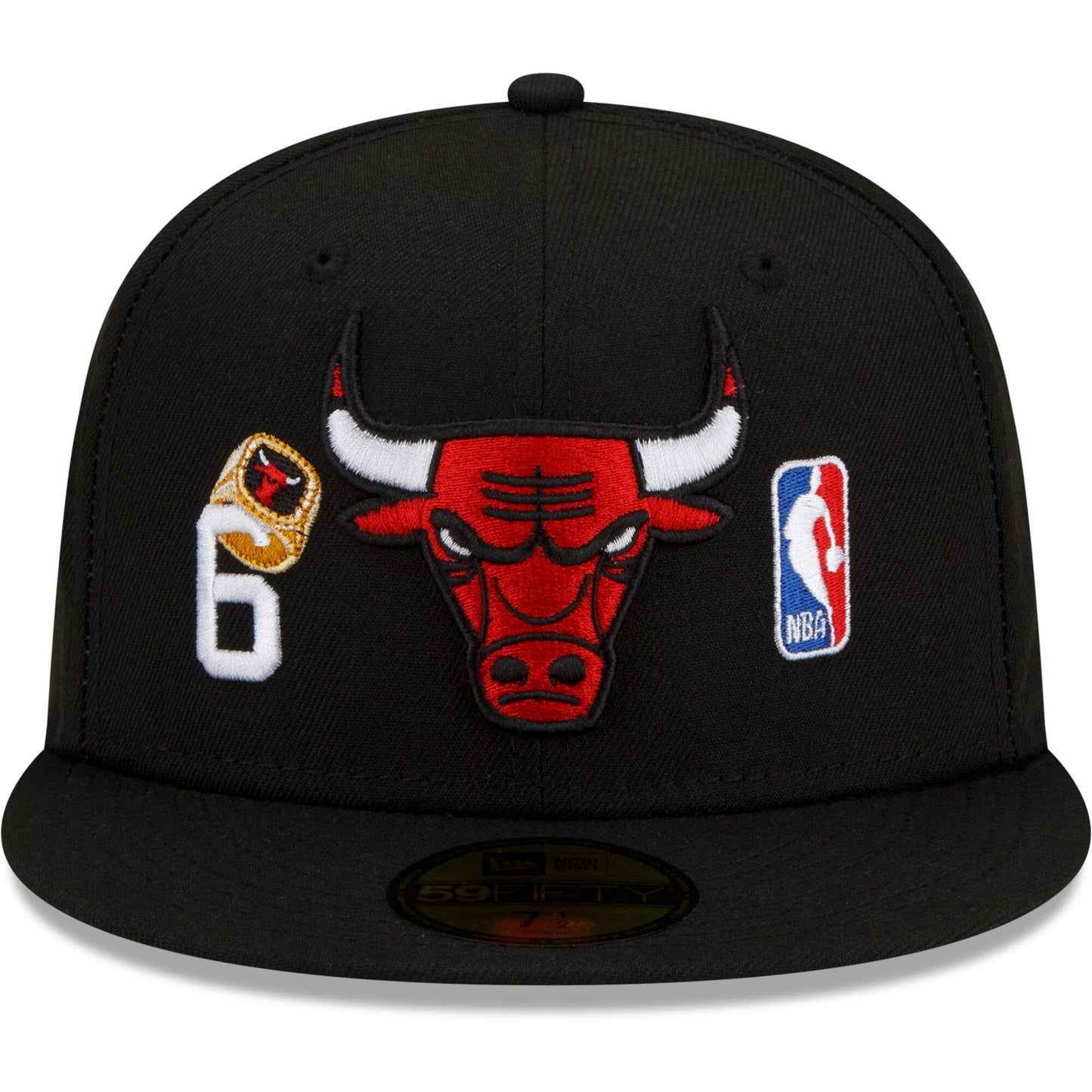 Men's Chicago Bulls New Era Black 6 Time Champions Count The Rings 59FIFTY Fitted Hat