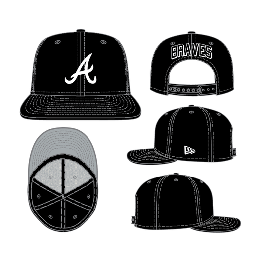 Atlanta Braves New Era Black Chain Stitch 9FIFTY Snapback Adjustable Hat