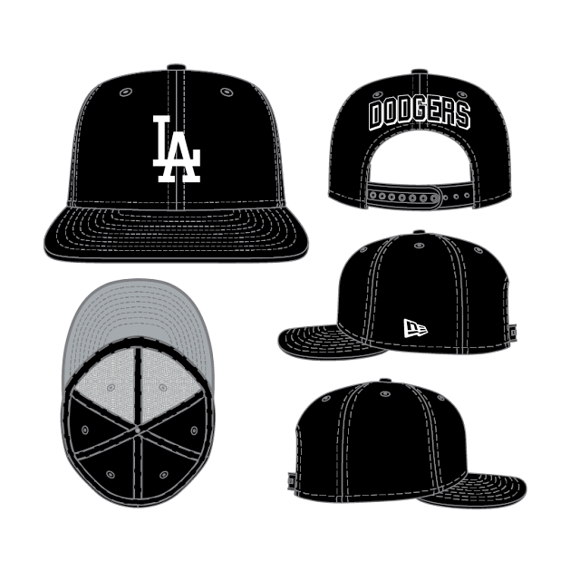 Los Angeles Dodgers New Era Black Chain Stitch 9FIFTY Snapback Adjustable Hat