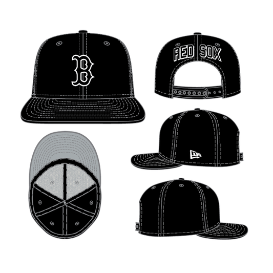 Boston Red Sox New Era Black Chain Stitch 9FIFTY Snapback Adjustable Hat