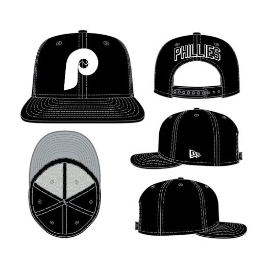 Philadelphia Phillies New Era Black Chain Stitch 9FIFTY Snapback Adjustable Hat