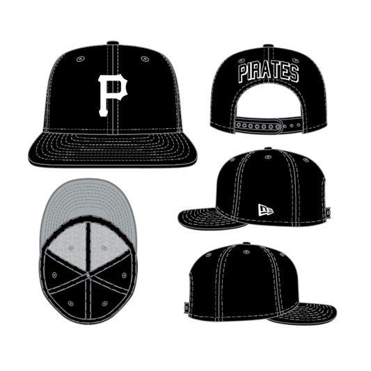 Pittsburgh Pirates New Era Black Chain Stitch 9FIFTY Snapback Adjustable Hat