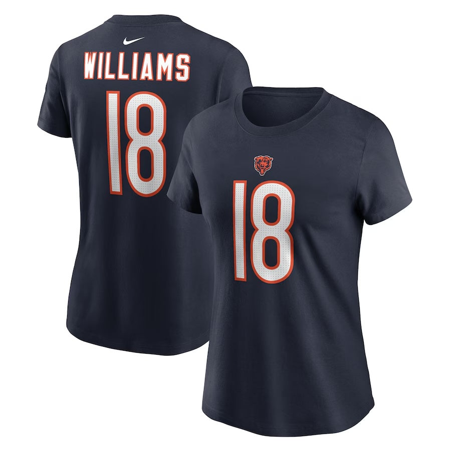 Women's Nike Caleb Williams Navy Chicago Bears Name & Number T-Shirt