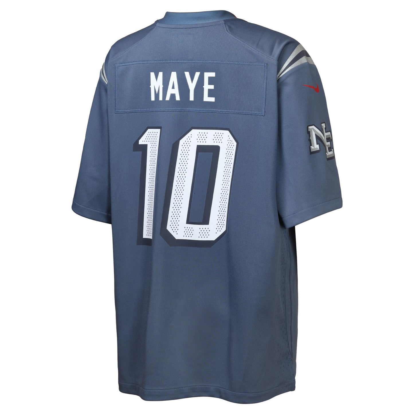 Youth Drake Maye New England Patriots Storm Blue Rivalries Collection Nike Game Jersey