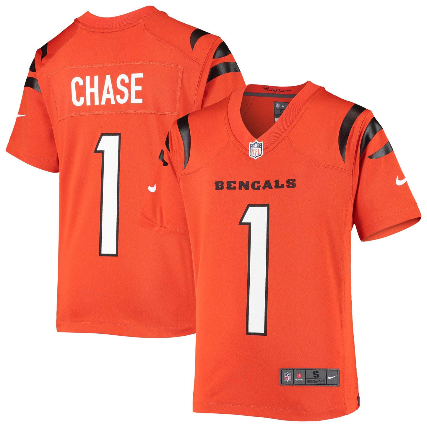 Youth  Ja'Marr Chase Cincinnati Bengals Nike Alternate Orange Game Jersey