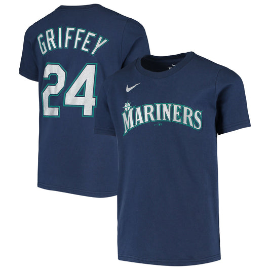 Youth Seattle Mariners Ken Griffey Jr. Nike Navy Blue Name & Number T-Shirt