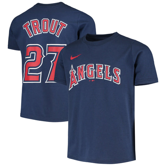 Youth Mike Trout Los Angeles Angels Nike Navy Name & Number T-Shirt - Pro Jersey Sports