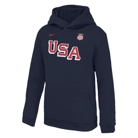 USA Hockey Nike Youth 2026 Winter Olympics Club Fleece Pullover Hoodie - Navy