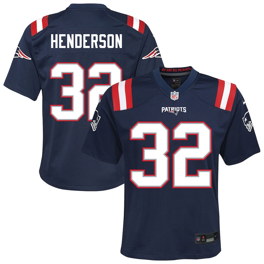 Youth Treveyon Henderson New England Patriots Nike Navy Game Jersey