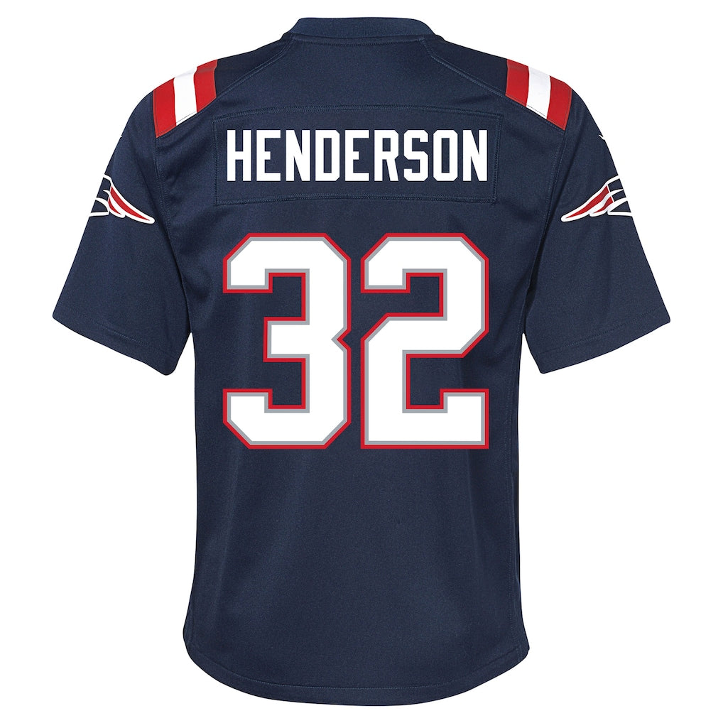 Youth Treveyon Henderson New England Patriots Nike Navy Game Jersey
