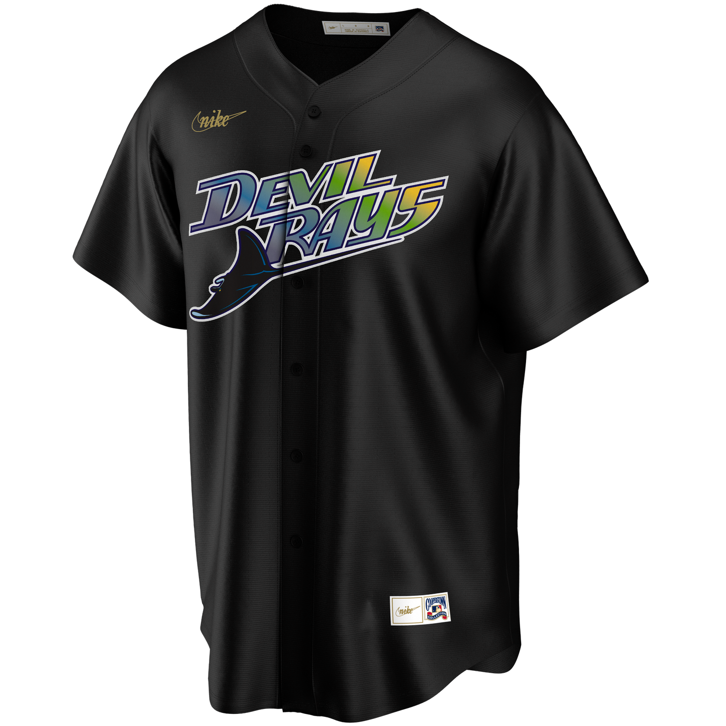 Men's Tampa Bay Devil Rays Cooperstown Collection Nike Black Alternate Replica Team Jersey