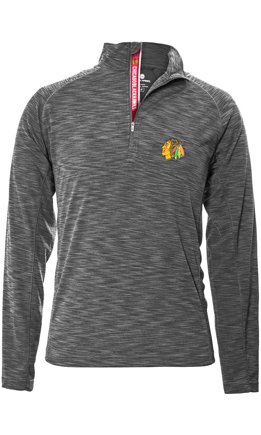 Men's Chicago Blackhawks Charcoal 1/4 Zip Mobility Jacket-Charcoal By Level Wear