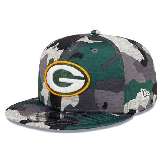 Men's Green Bay Packers New Era Camo 2022 NFL Training Camp Official 9FIFTY Snapback Adjustable Hat - Pro Jersey Sports