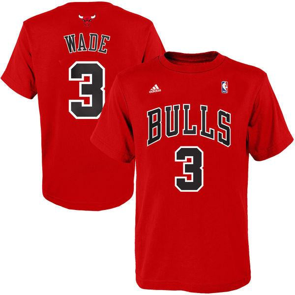 Men's Chicago Bulls Dwyane Wade Red Game Time Name & Number Player T-shirt