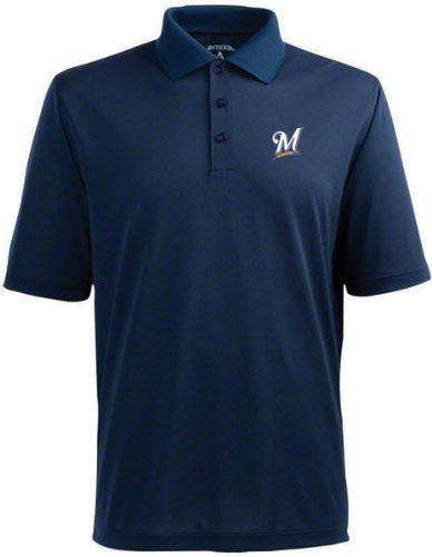 Milwaukee Brewers Navy Pique Extra Light Polo Shirt