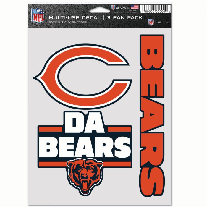 Chicago Bears 5.5X7.75 Multi-Use Decal 3-Pack