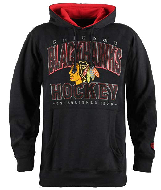 Chicago Blackhawks Adult BLACKOPS Pullover Fleece Hooded Sweatshirt By Old Time Hockey