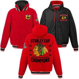 Mens Chicago Blackhawks 2015 Stanley Cup Champions Hooded Reversible Jacket - Pro Jersey Sports