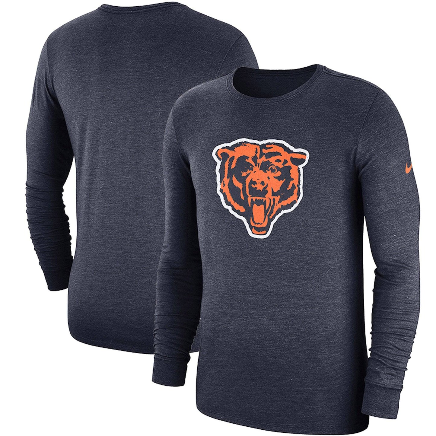 Men's Chicago Bears Nike Navy Fan Gear Crackle Historic Tri-Blend Long Sleeve T-Shirt - Pro Jersey Sports