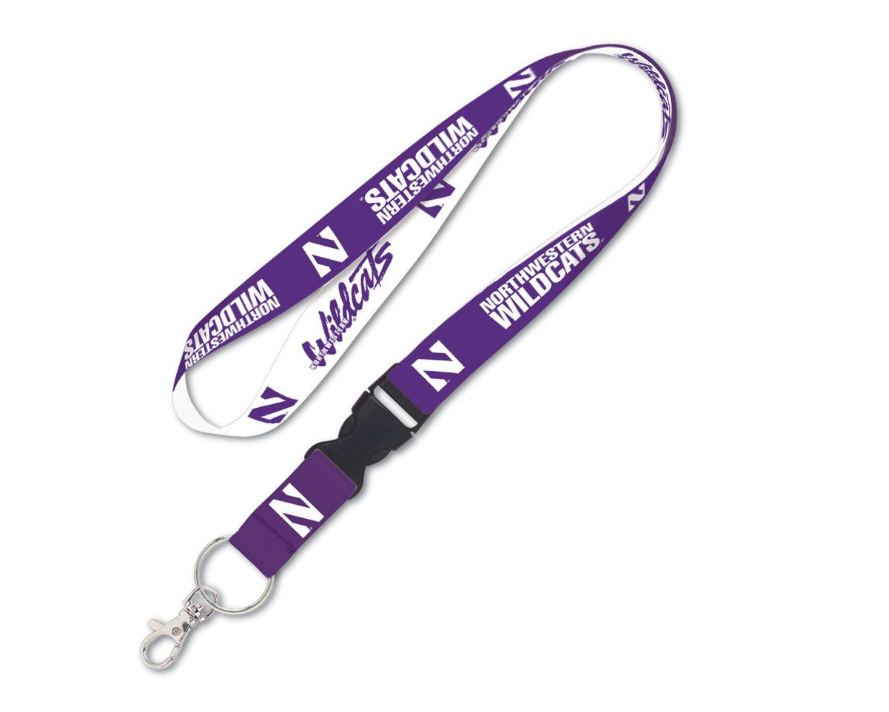 Northwestern Wildcats Purple/White Double Sided Lanyard With Detachable Buckle