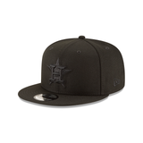 Men's Houston Astros New Era Black On Black Tonal 9FIFTY Snapback Hat - Pro Jersey Sports