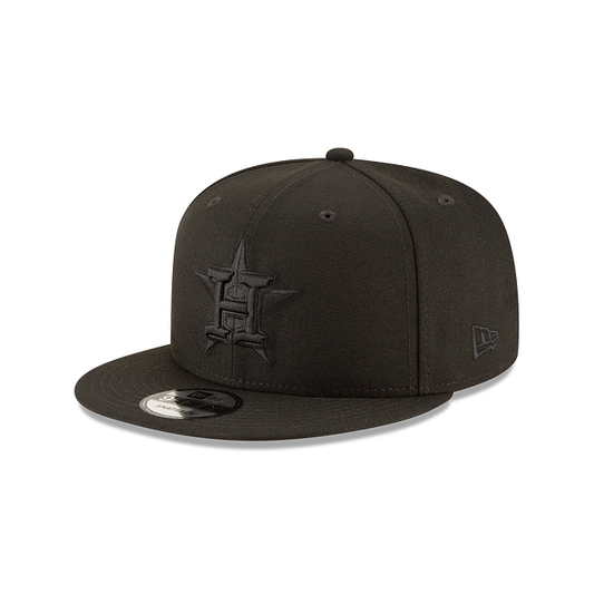 Men's Houston Astros New Era Black On Black Tonal 9FIFTY Snapback Hat - Pro Jersey Sports