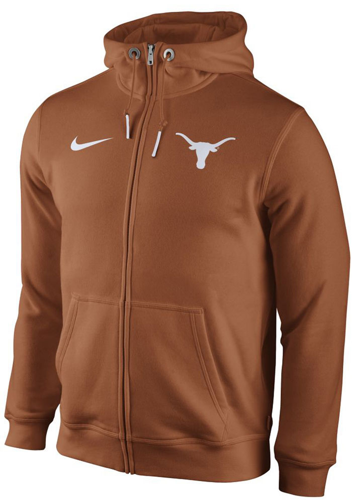 Men's Nike Texas Longhorns Mens Burnt Orange Icon Club Performance Long Sleeve Zip