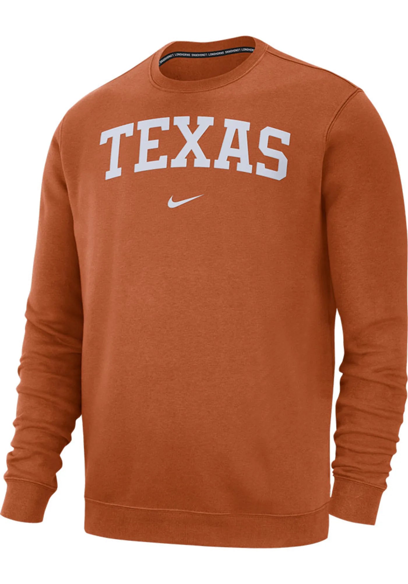 Men's Texas Longhorns Nike Club Burnt Orange Crew Neck Sweatshirt