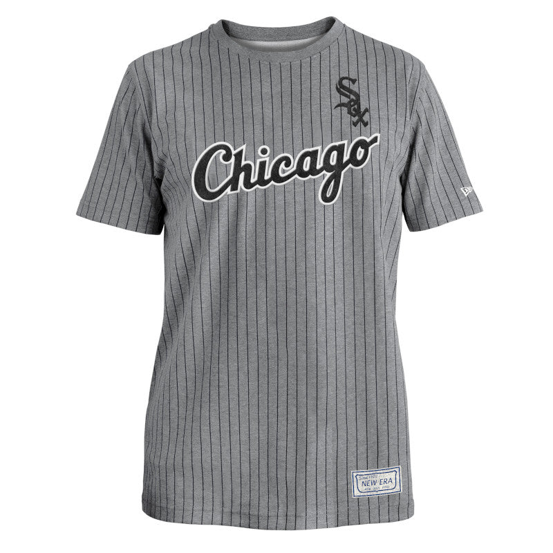 Men's Chicago White Sox Gray Road Logo Pinstripe New Era Tee
