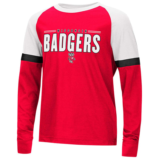 Wisconsin Badgers Colosseum Youth Ollie Long Sleeve Raglan T-Shirt