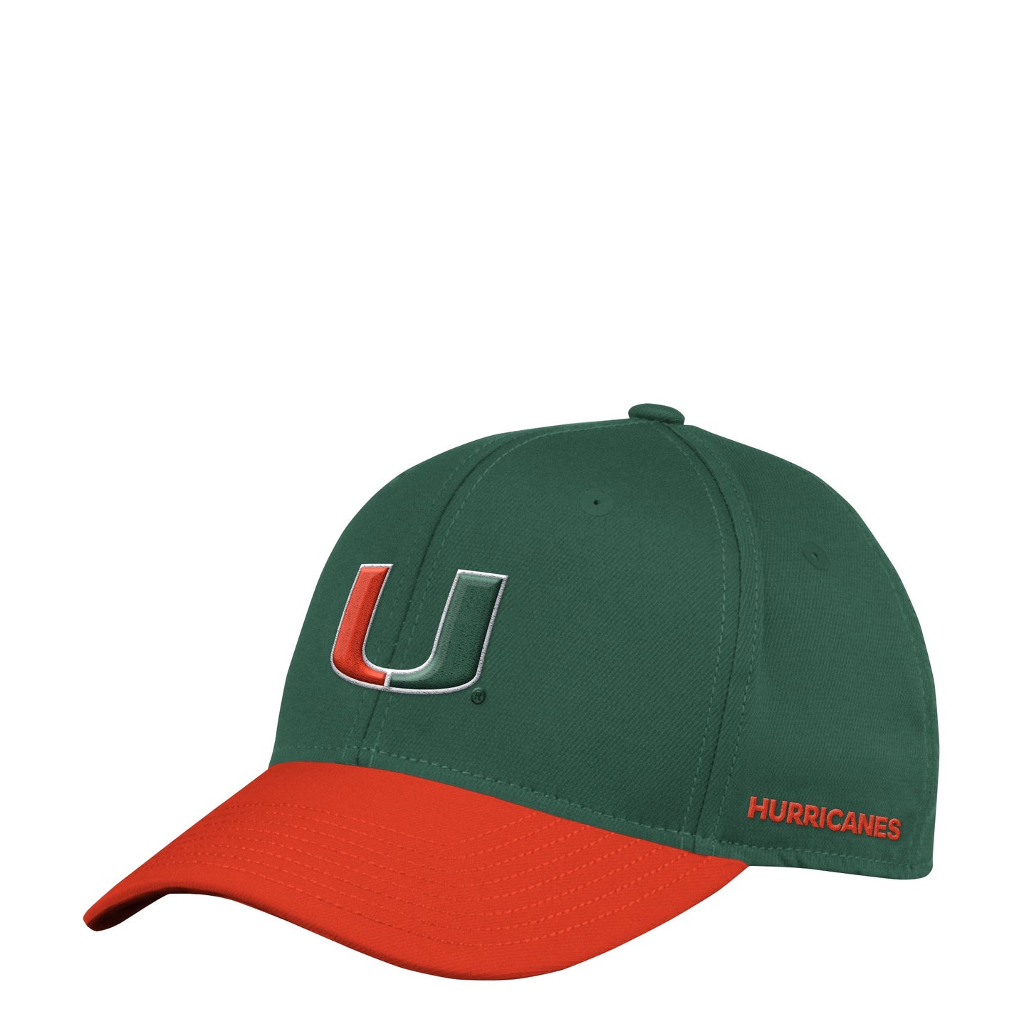 Miami Hurricanes Green/Orange Climalite Coach Official Sideline Flex Fit Adidas Hat