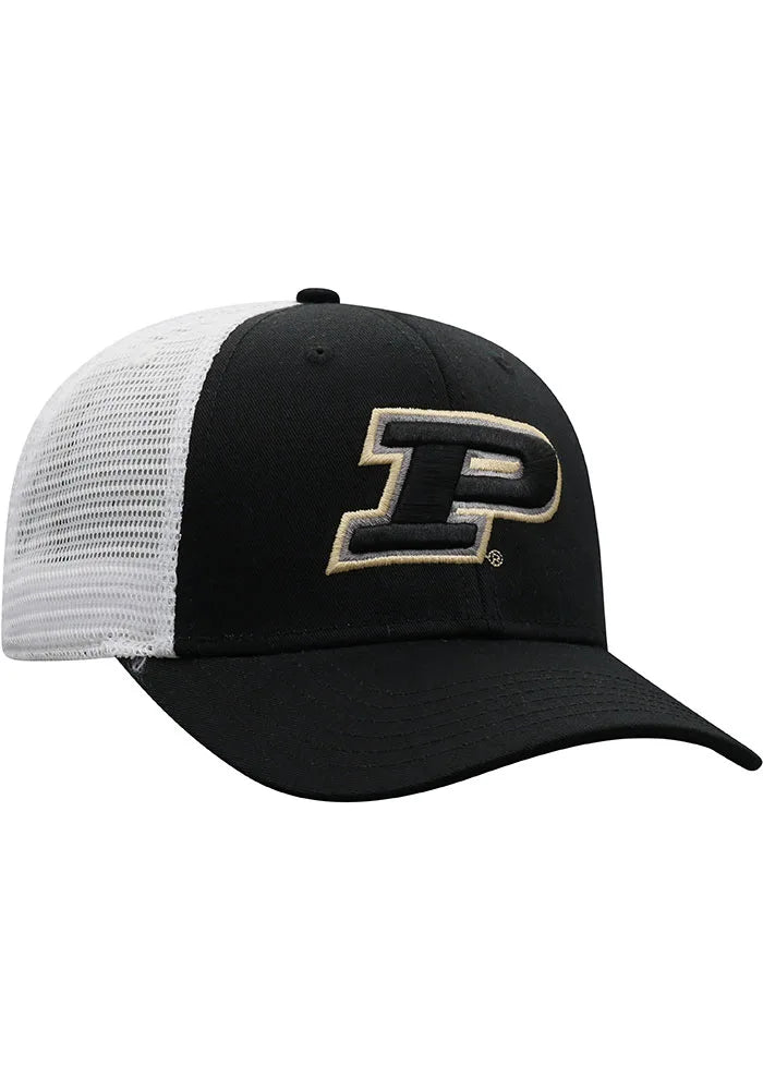 Men's Purdue Boilermakers Top of the World Victory Black/White Trucker Snapback Hat