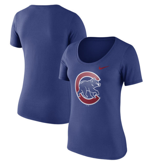 Women's Chicago Cubs Nike Royal Logo Scoop Neck T-Shirt