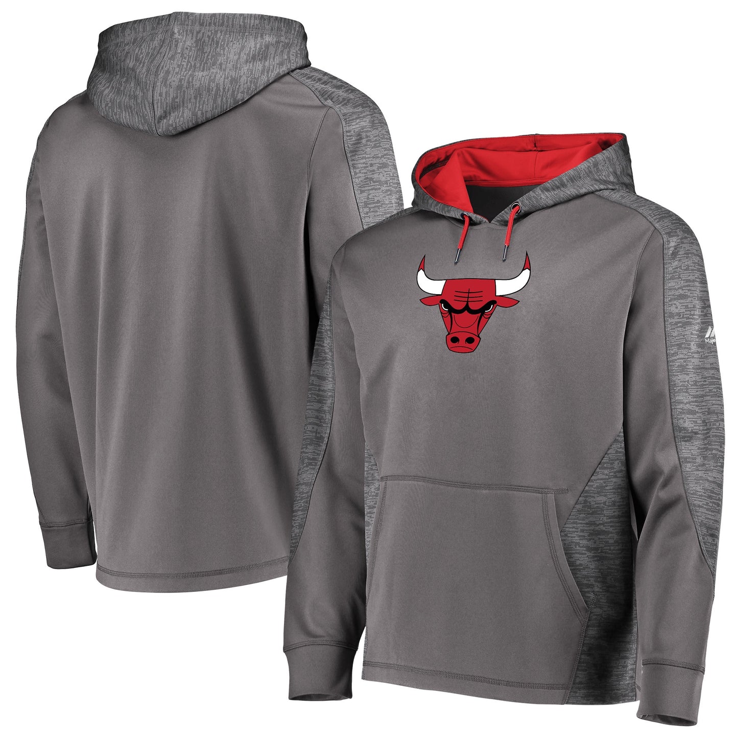 Men's Chicago Bulls Majestic Gray Armor Therma Base Pullover Hoodie