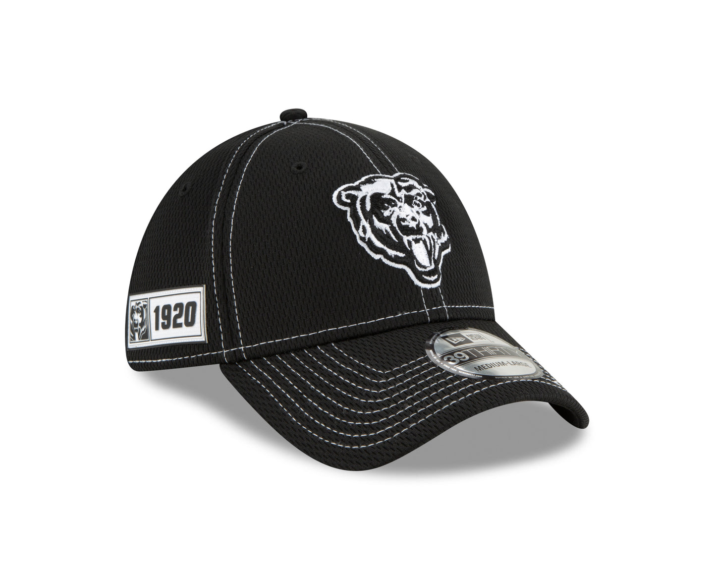 Chicago Bears 2019 Established Collection Sideline Road Black Bear Head Logo 39THIRTY Flex Hat