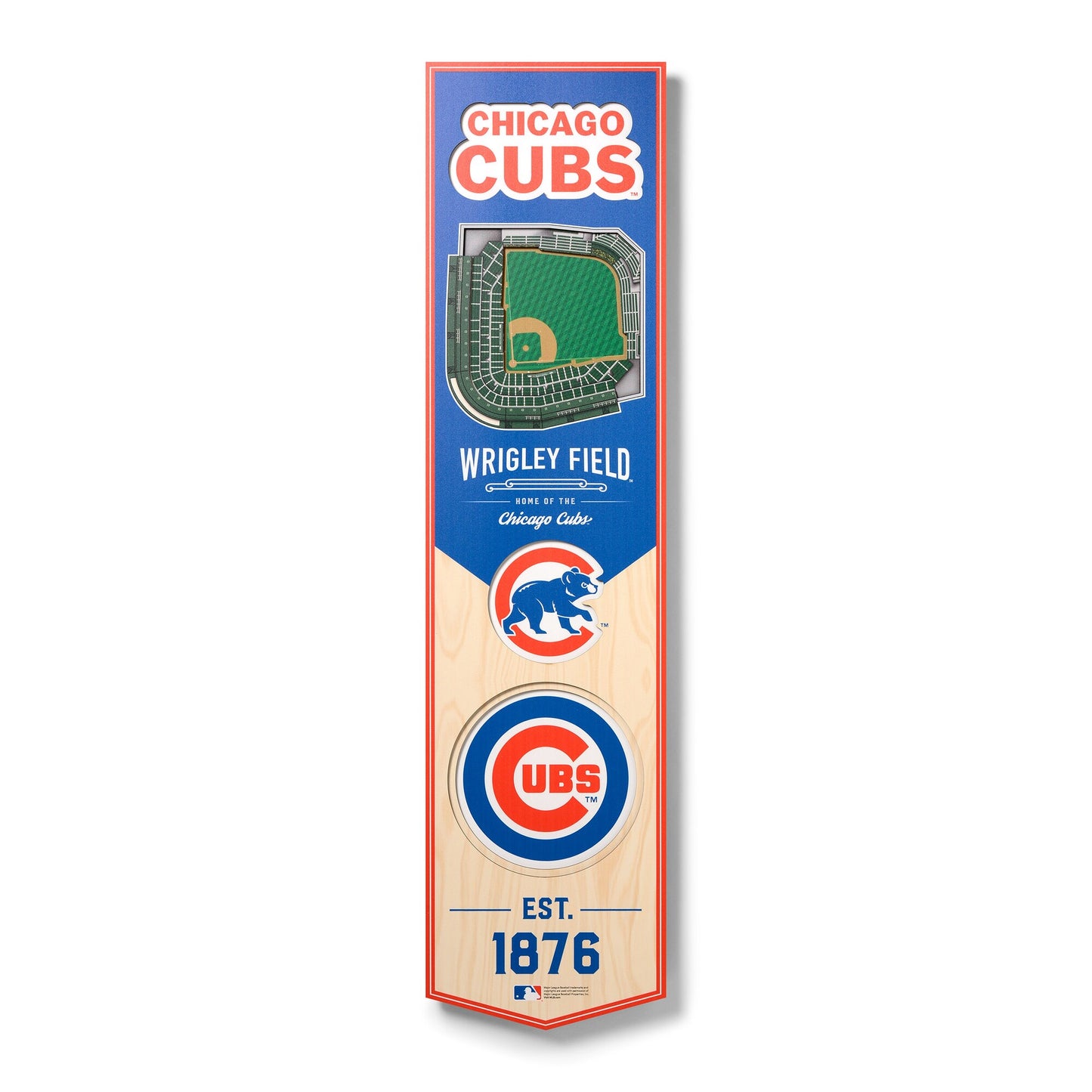 Chicago Cubs 8'' x 32'' 3D StadiumView Banner