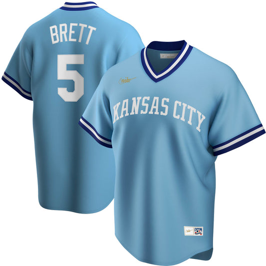 Men's Kansas City Royals George Brett Nike Light Blue Road Cooperstown Collection Team Jersey