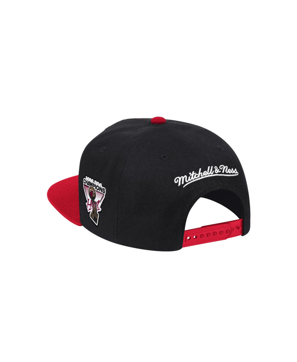 Men's Miami Heat Mitchell & Ness Black/Red NBA Patches 2 Tone Snapback Adjustable Hat