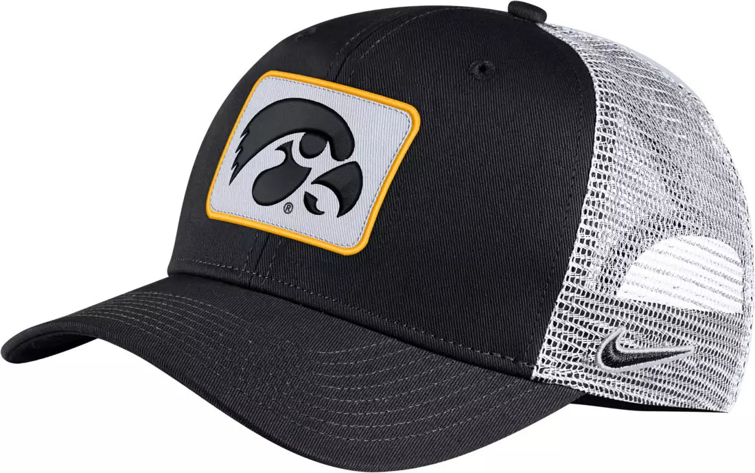 Men's Nike Black Iowa Hawkeyes Logo Classic 99 Trucker Adjustable Snapback Hat