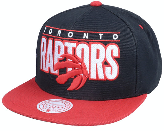 Toronto Raptors Black and Red Billboard Script Mitchell & Ness Snapback Hat