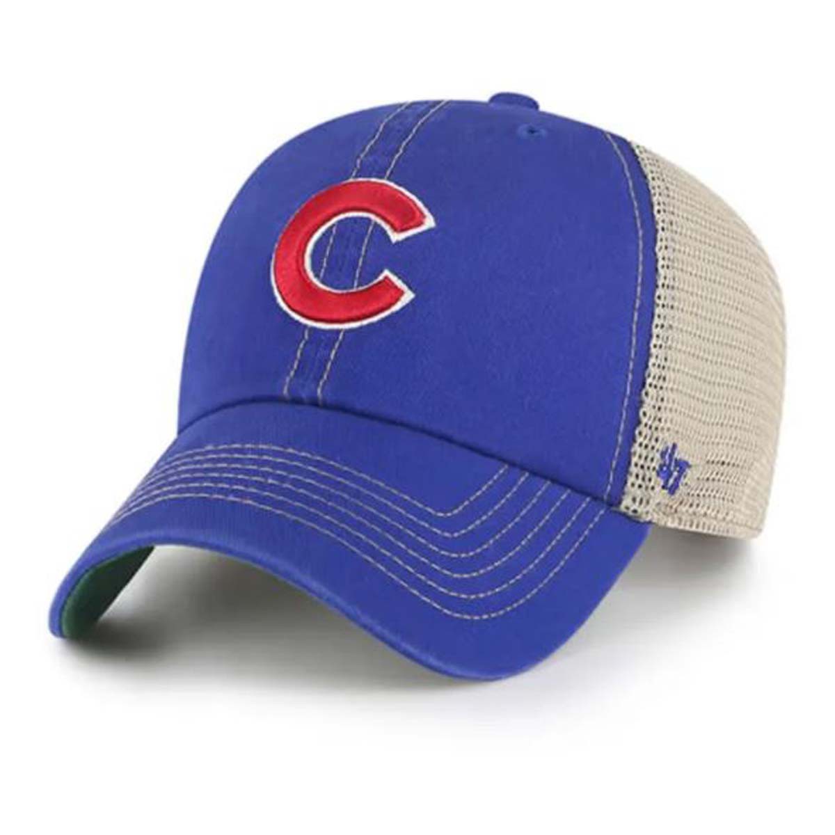 Mens Chicago Cubs Primary Logo Trawler Adjustable Trucker Hat